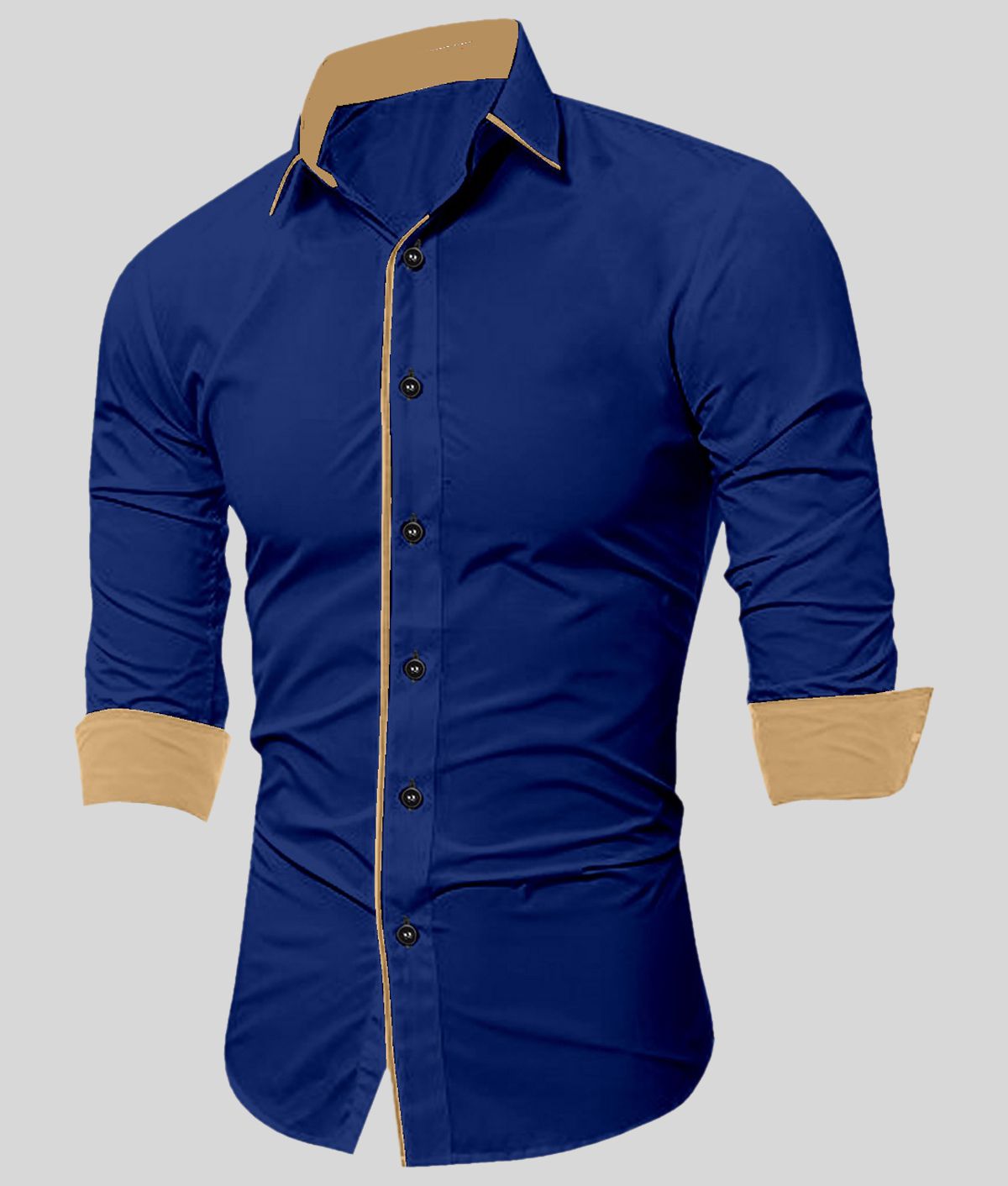 P&V CREATIONS - Blue Cotton Blend Slim Fit Men's Casual Shirt (Pack of 1)