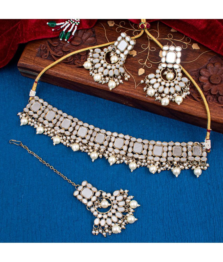     			Sukkhi Alloy Silver Traditional Necklaces Set Choker