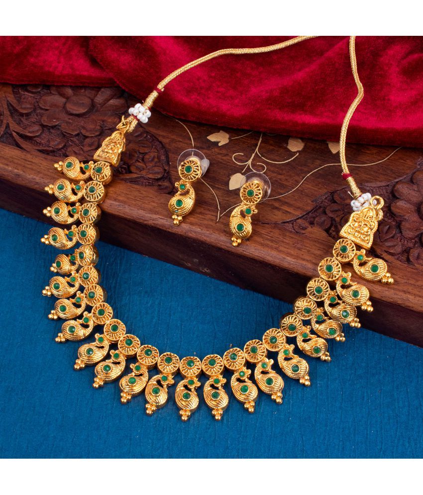     			Sukkhi Zinc Golden Traditional Necklaces Set Collar