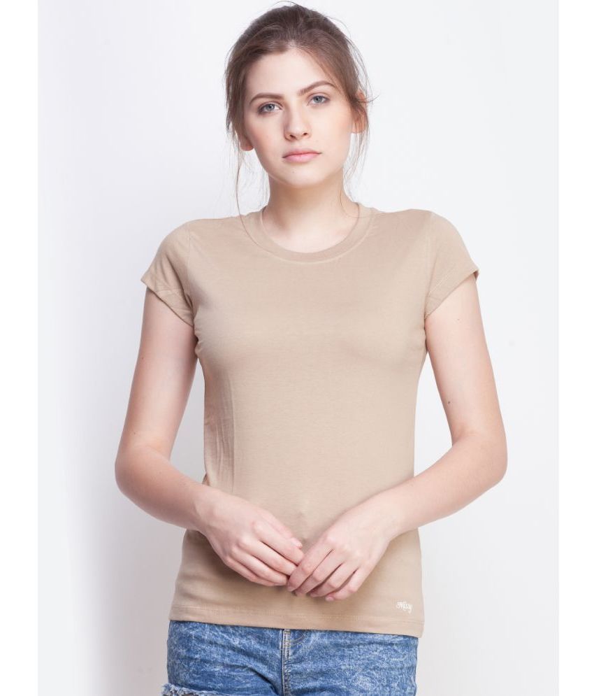     			Dollar Missy Cotton Beige T-Shirts - Single