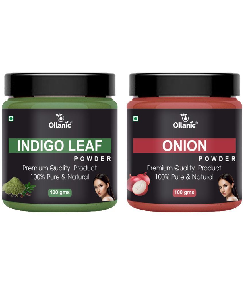     			Oilanic 100% Pure Indigo Leaf Powder & Onion Powder For Skincare Hair Mask 200 g Pack of 2