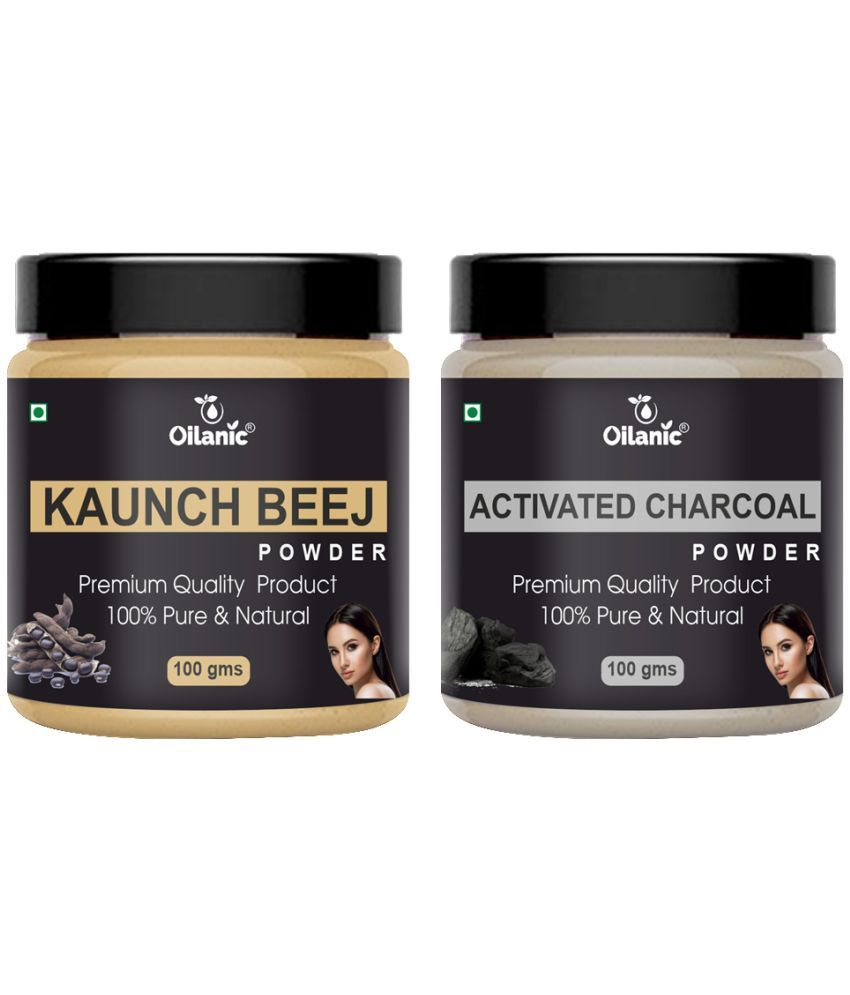     			Oilanic 100% Pure Kaunch Beej Powder & ActivatedCharcoalPowder-Skin Hair Mask 200 g Pack of 2