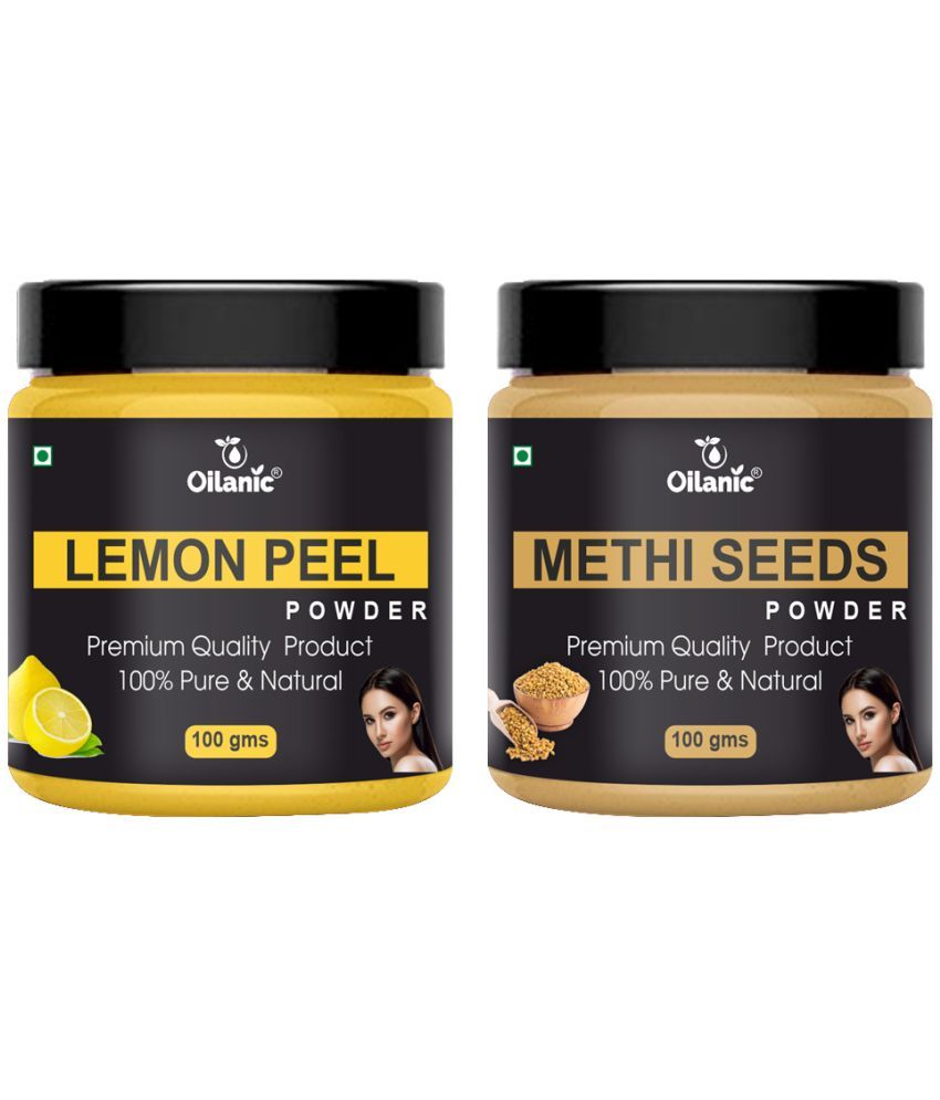     			Oilanic 100% Pure Lemon Peel Powder & Methi Powder For Skincare Hair Mask 200 g Pack of 2