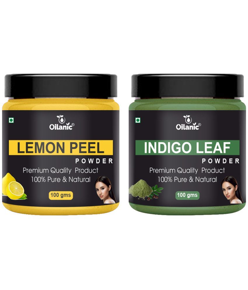     			Oilanic 100% Pure Lemon Peel Powder & Indigo Powder For Skincare Hair Mask 200 g Pack of 2