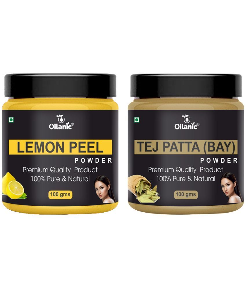     			Oilanic 100% Pure Lemon Peel Powder & Tej Patta For Skincare Hair Mask 200 g Pack of 2