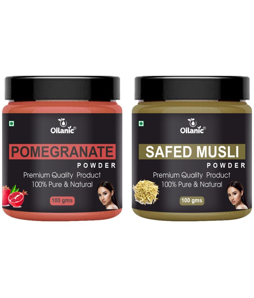     			Oilanic 100% Pure Pomegranate Powder & Safed Musli Powder For Skin Hair Mask 200 g Pack of 2