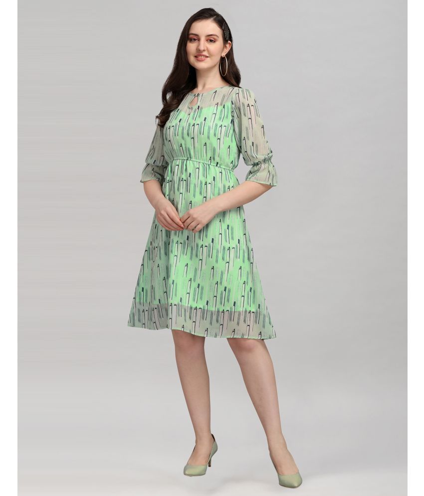     			Selvia Georgette Green Regular Dress -