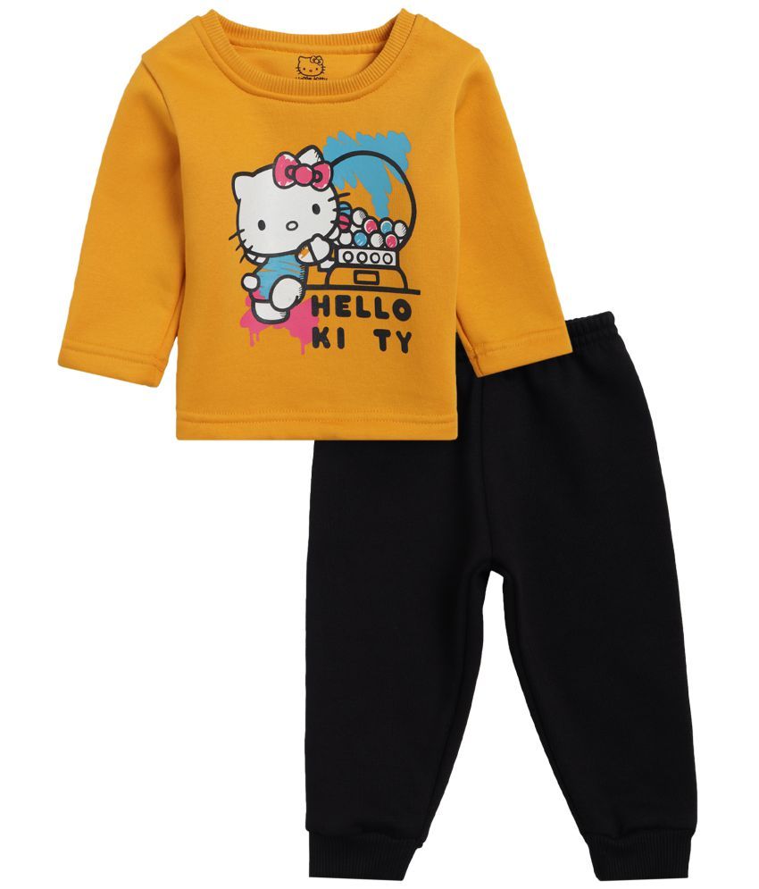     			HELLO KITTY GIRLS SETS ROUND NECK FULL SLEEVES MUSTARD & BLACK