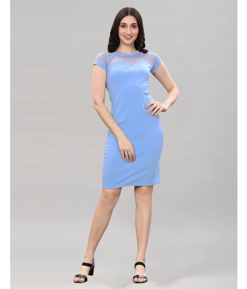     			Selvia Cotton Lycra Blue Bodycon Dress -