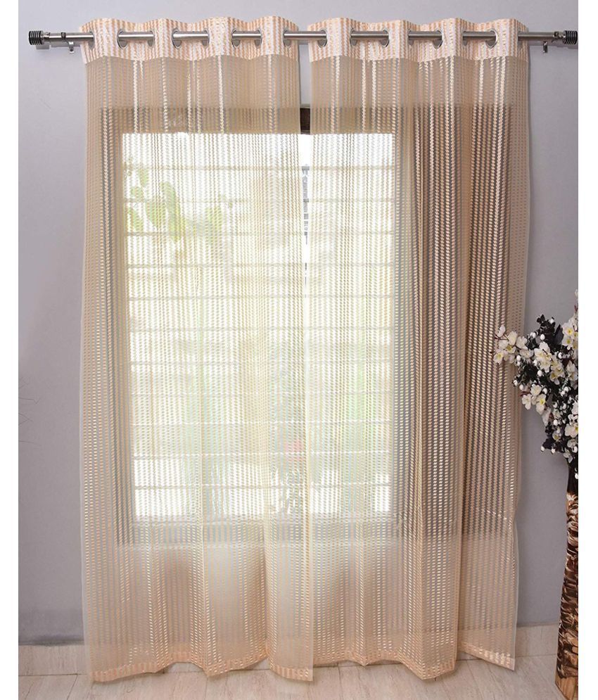     			Tanishka Fabs Others Semi-Transparent Eyelet Window Curtain 5 ft Pack of 2 -Cream