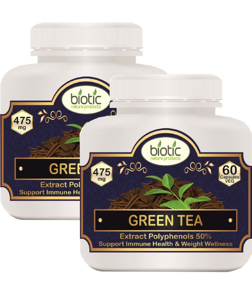     			Biotic Green Tea Extract for Fat Burner 475 mg Veg Capsule 120 no.s Pack of 2