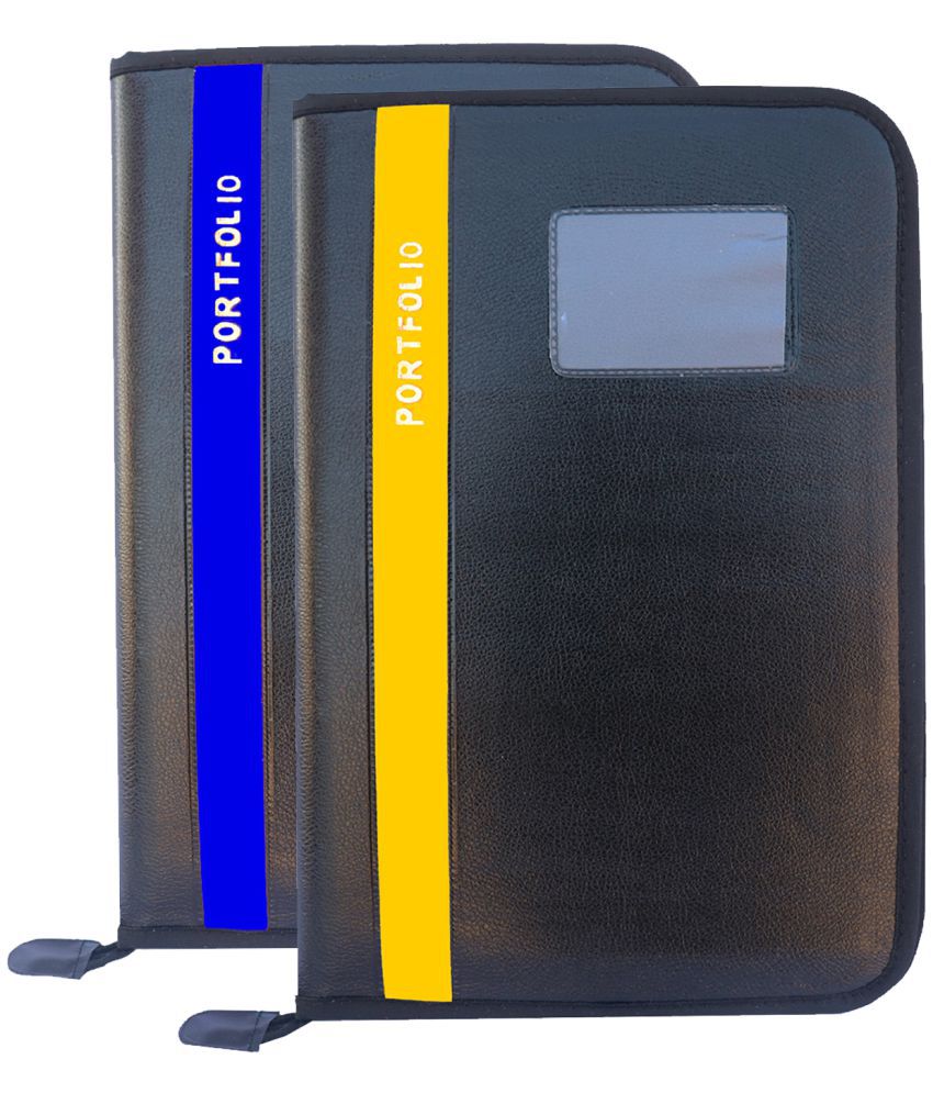     			Kopila PU 20 Leafs A4/FS Size File & Folder/Executive/ZIP File/Document Excutive Zipper Bag Set of 2 Blue & Yellow