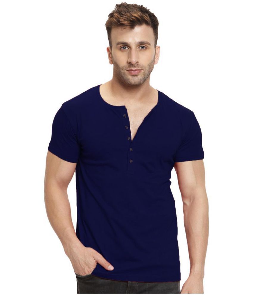     			Leotude - Navy Blue Cotton Blend Regular Fit Men's T-Shirt ( Pack of 1 )