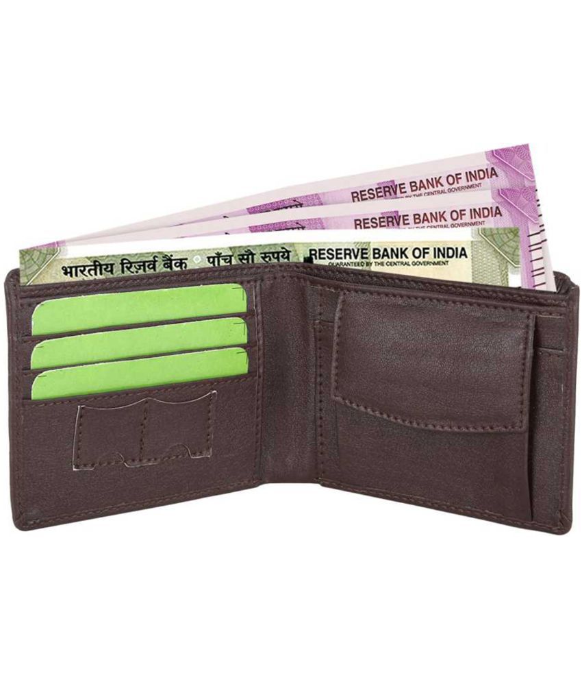     			Loopa PU Brown Casual Regular Wallet