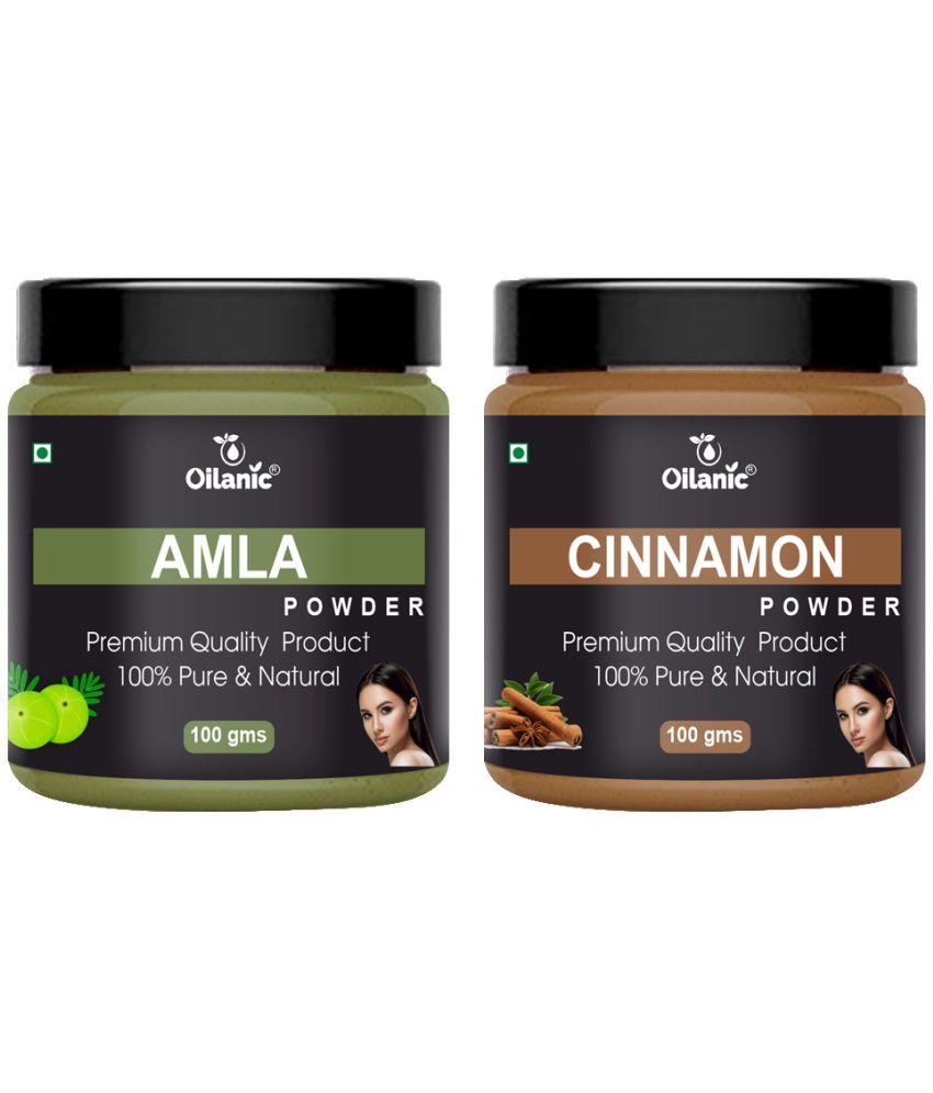     			Oilanic 100% Pure Amla Powder & Cinnamon Powder For Skincare Hair Mask 200 g Pack of 2