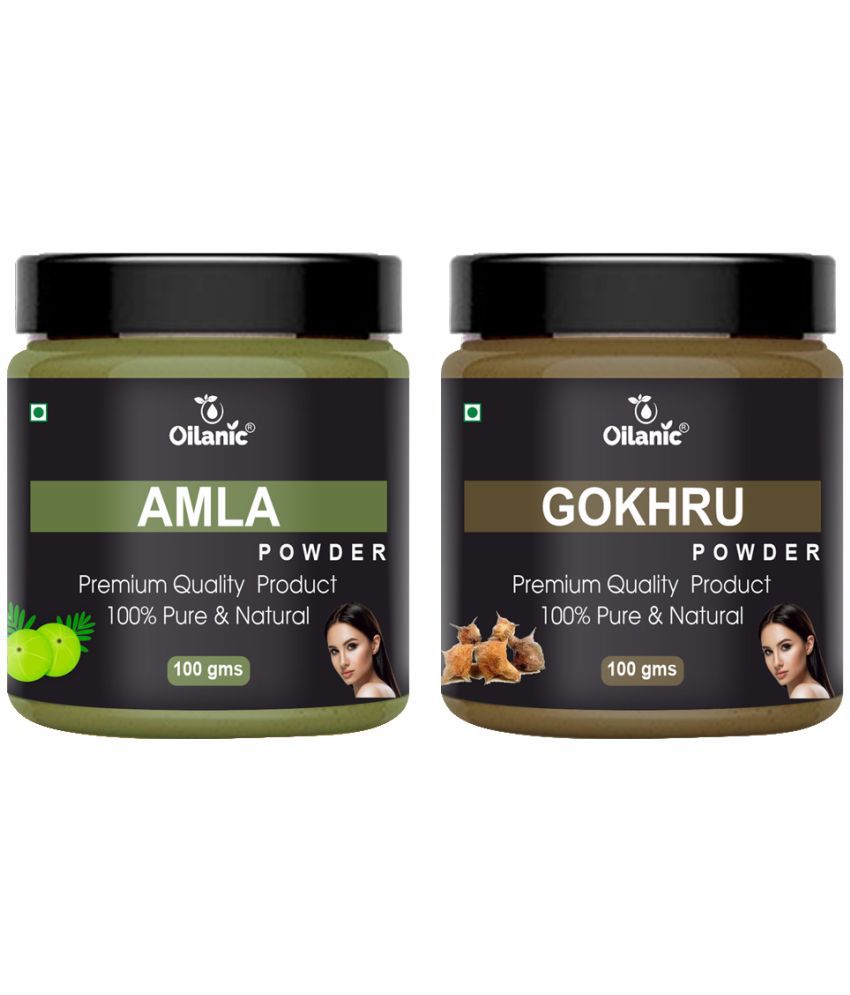     			Oilanic 100% Pure Amla Powder & Gokhru Powder For Skincare Hair Mask 200 g Pack of 2