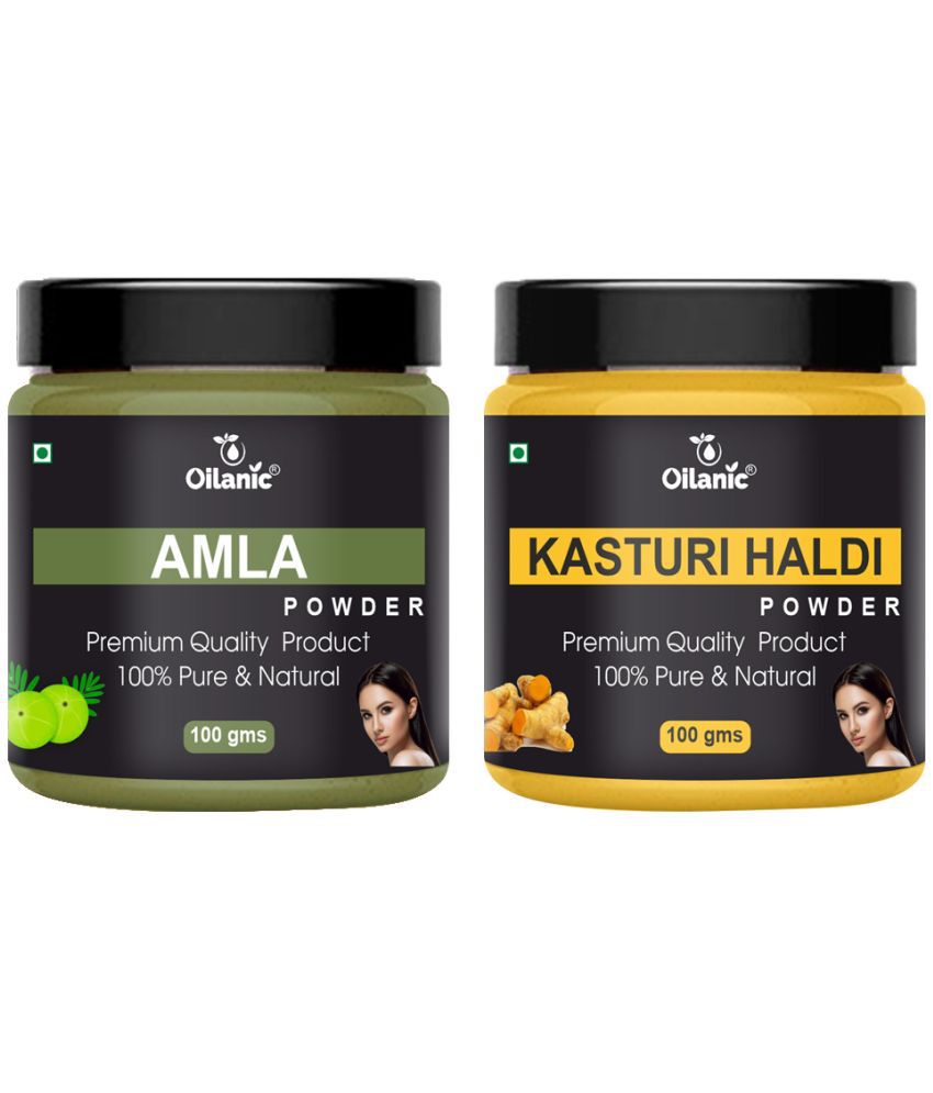     			Oilanic 100% Pure Amla Powder & Kasturi Haldi Powder-Skin Hair Mask 200 g Pack of 2