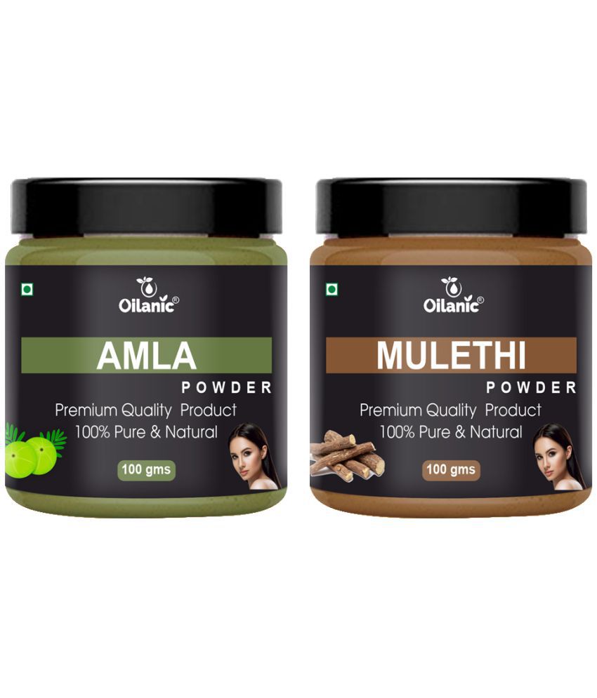     			Oilanic 100% Pure Amla Powder & Mulethi Powder For Skincare Hair Mask 200 g Pack of 2