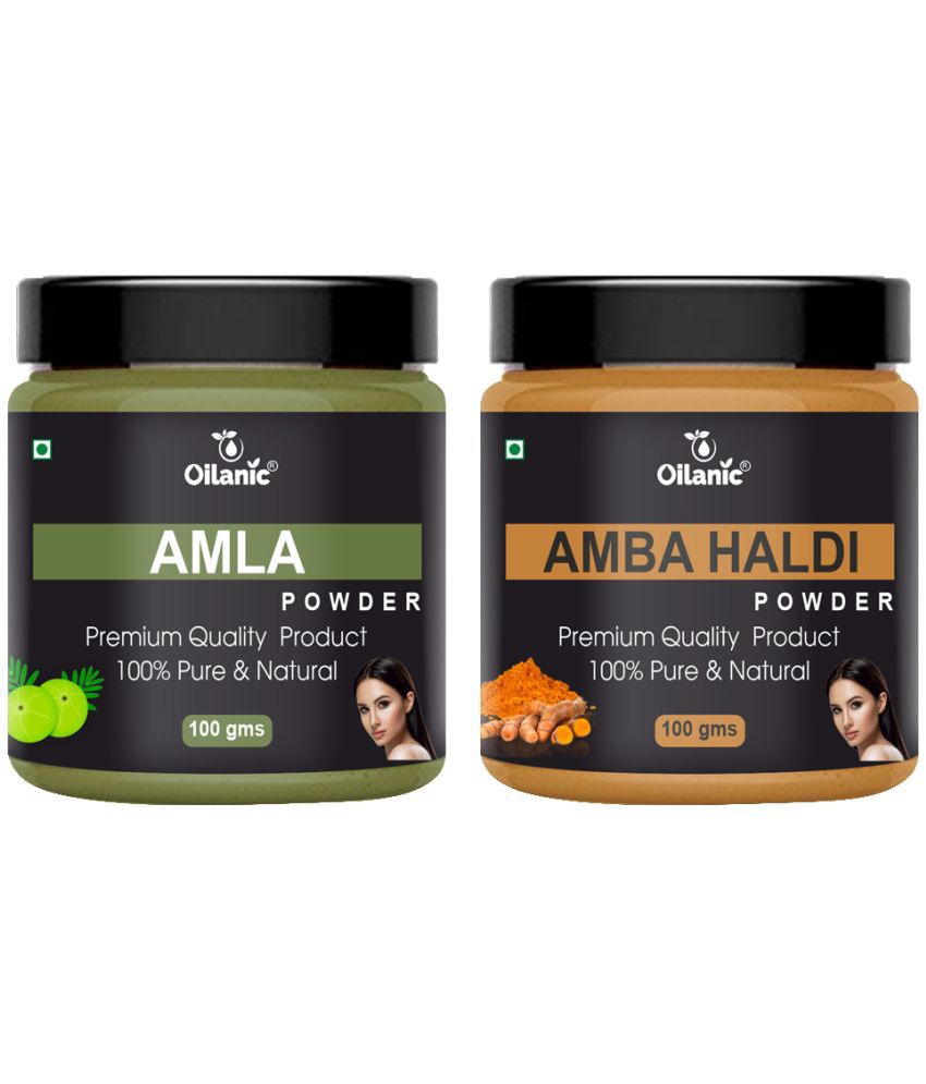    			Oilanic 100% Pure Amla Powder & Amba Haldi Powder For Skin Hair Mask 200 g Pack of 2