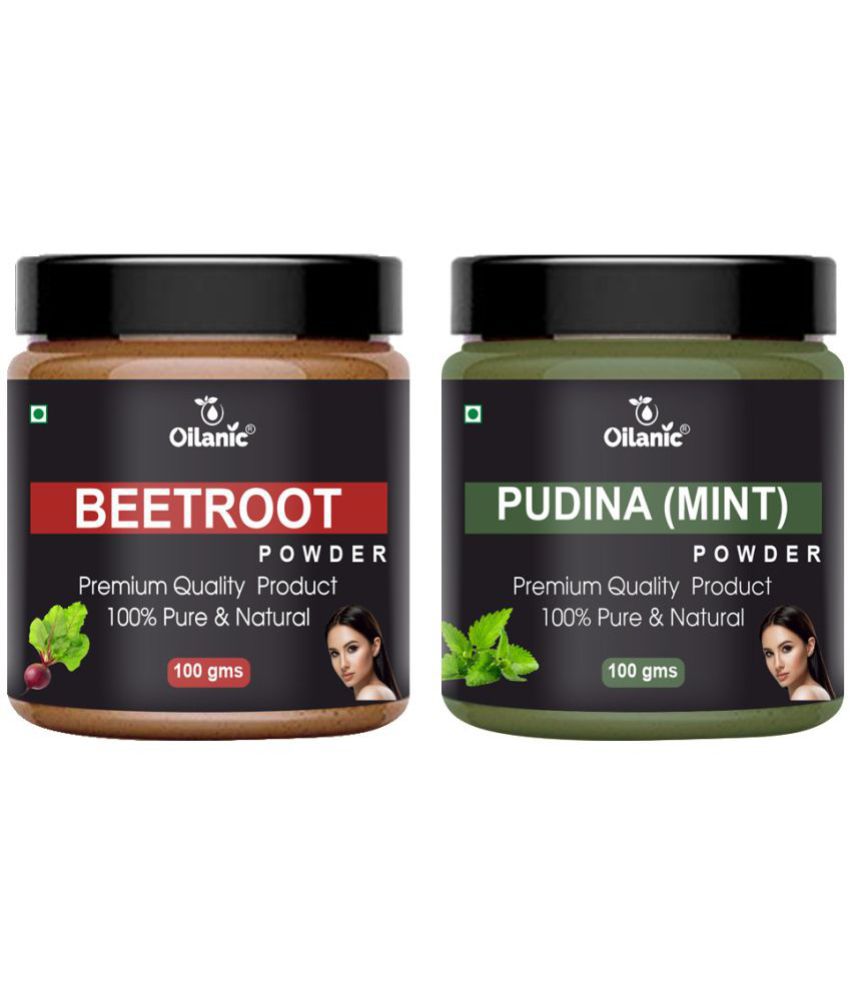     			Oilanic 100% Pure Beetroot Powder & Pudina Powder For Skin Hair Mask 200 g Pack of 2