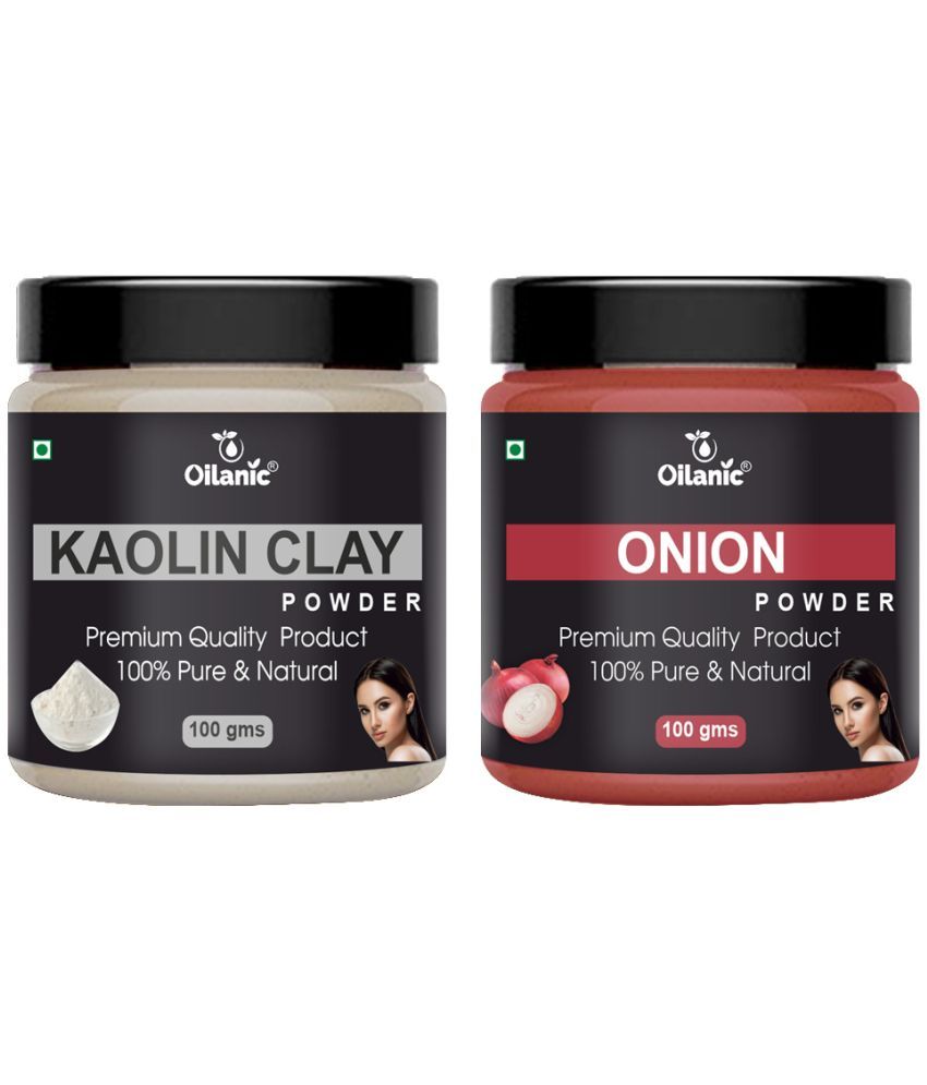     			Oilanic 100% Pure Kaolin Clay Powder & Onion Powder For Skin Hair Mask 200 g Pack of 2