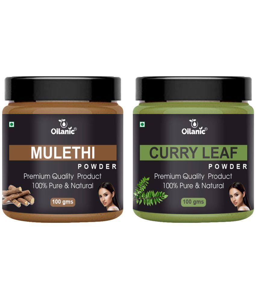     			Oilanic 100% Pure Mulethi Powder & Curry Leaf Powder For Skin Hair Mask 200 g Pack of 2