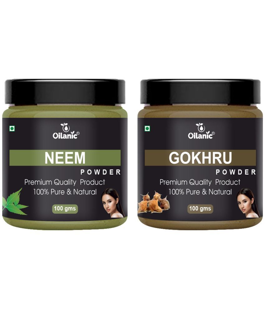     			Oilanic 100% Pure Neem Powder & Gokhru Powder For Skincare Hair Mask 200 g Pack of 2