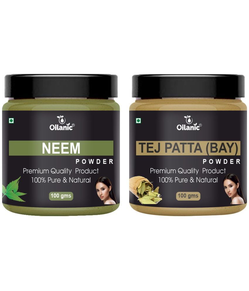     			Oilanic 100% Pure Neem Powder & Tej Patta Powder For Skin Hair Mask 200 g Pack of 2