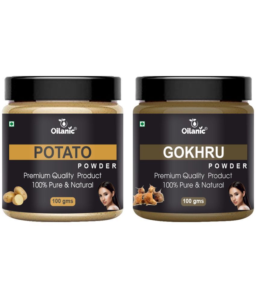     			Oilanic 100% Pure Potato Powder & Gokhru Powder For Skin Hair Mask 200 g Pack of 2