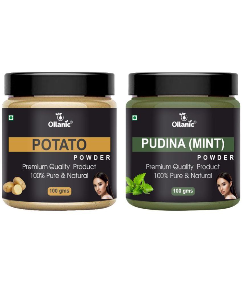     			Oilanic 100% Pure Potato Powder & Pudina Powder For Skin Hair Mask 200 g Pack of 2