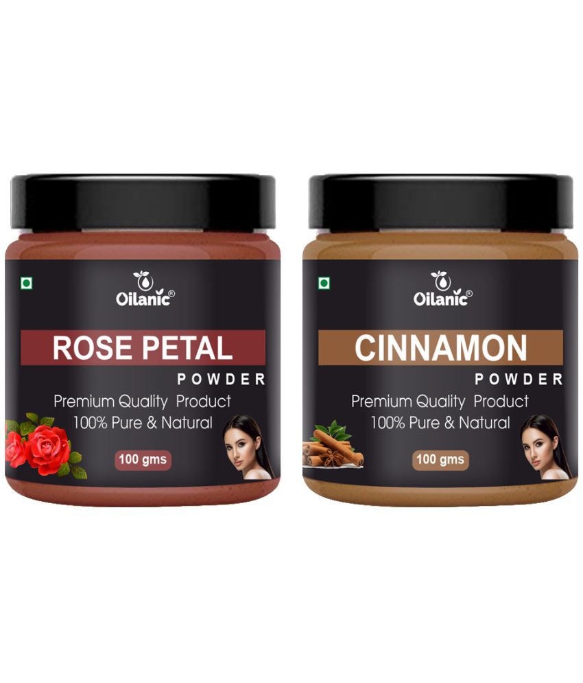     			Oilanic 100% Pure Rose Petal Powder & Cinnamon Powder For Skin Hair Mask 200 g Pack of 2