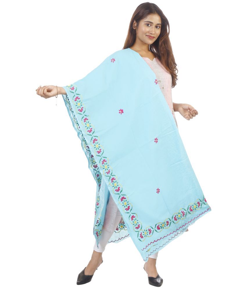 Tutli Putli India - 100% Cotton Blue Women's Dupatta - ( Pack of 1 )