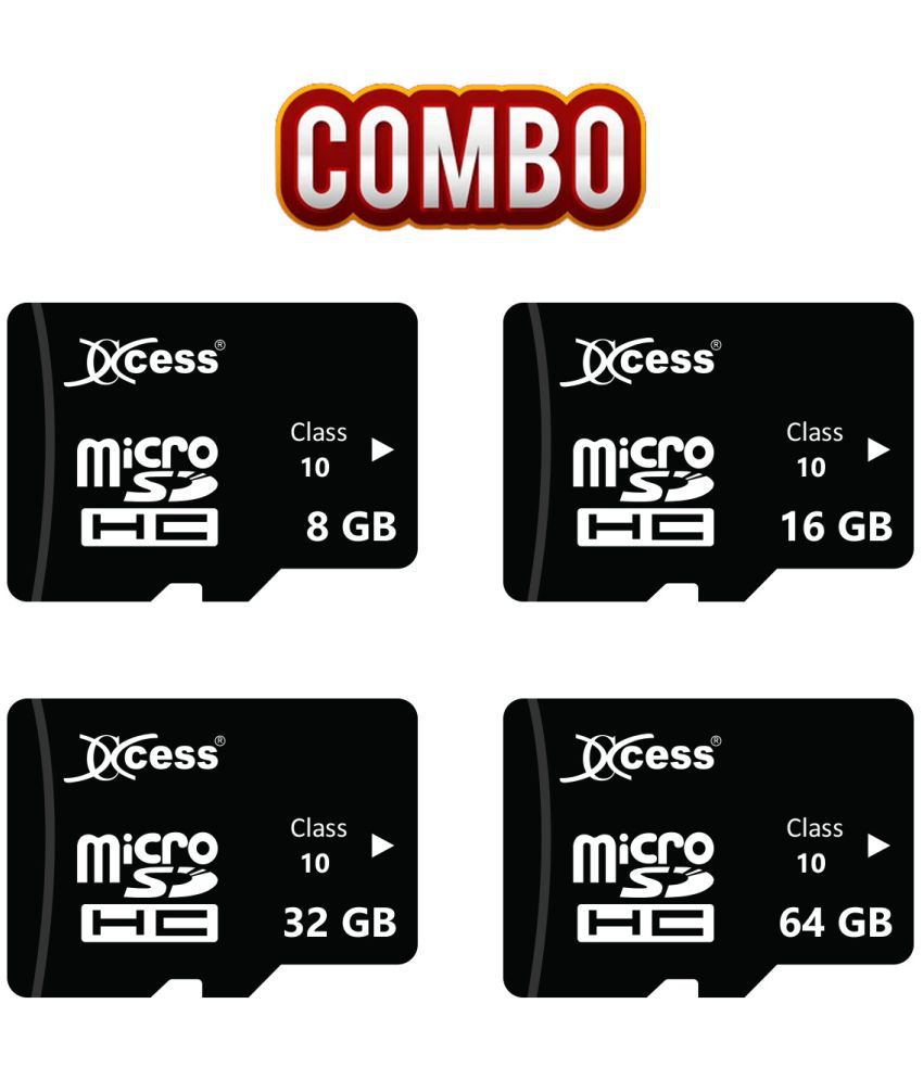 Xccess 8+16+32+64GB Memory Card,micro SD Card,Class 10,Fast Speed for Smartphones, Tablets and Other Micro Slot with Data Transfer(Combo-Pack of 4)