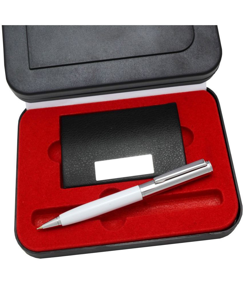     			KK CROSI 2in1 Gift Set Pen and Card Holder Combo for Gifting with White Colour Pen Gift Set