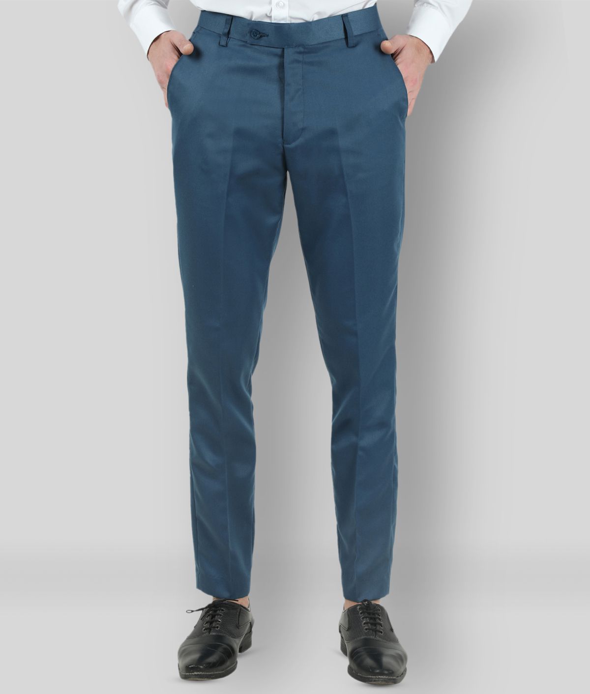    			VEI SASTRE - Blue Cotton Blend Slim Fit Men's Formal Pants (Pack of 1)