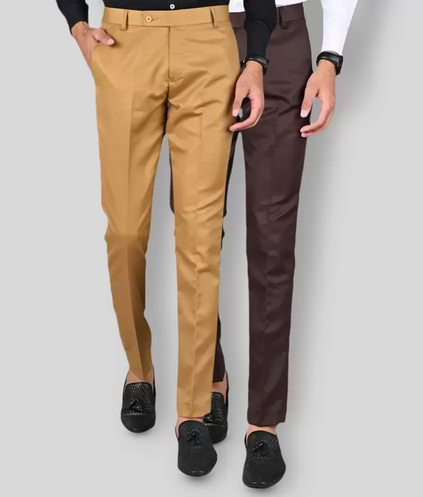 Buy online Off-white Polyester Flat Front Formal Trouser from Bottom Wear  for Men by Solemio for ₹839 at 58% off | 2024 Limeroad.com