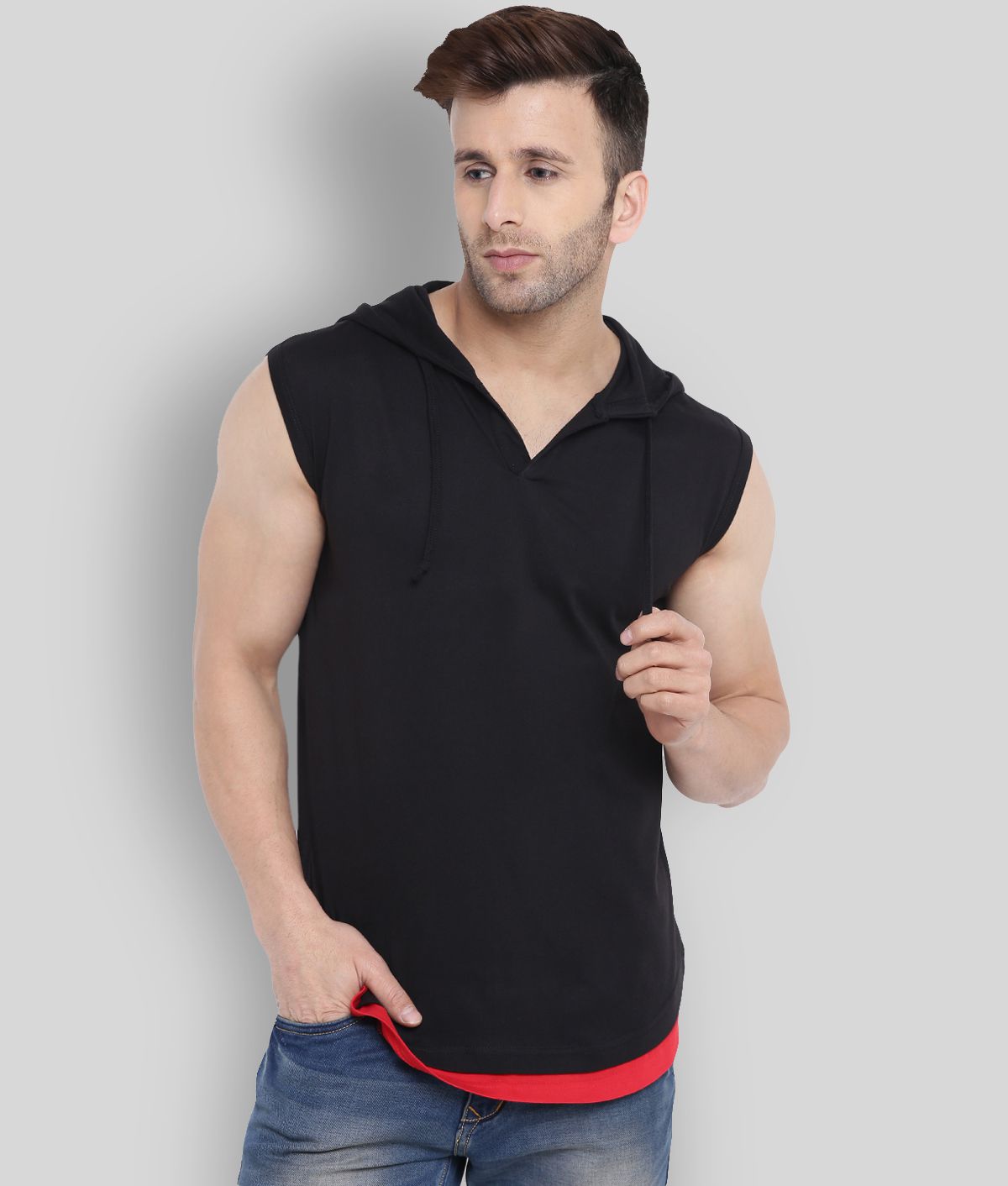 Gritsones - Black Cotton Blend Regular Fit Men's T-Shirt ( Pack of 1 )