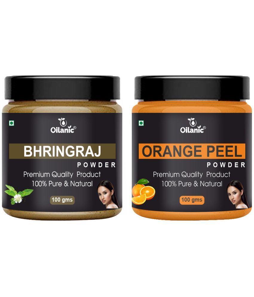     			Oilanic 100% Pure Bhringraj Powder & Orange Peel Powder For Skin Hair Mask 200 g Pack of 2