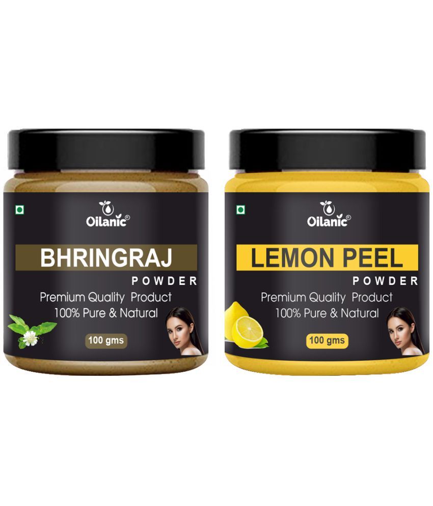     			Oilanic 100% Pure Bhringraj Powder & Lemon Peel Powder For Skin Hair Mask 200 g Pack of 2