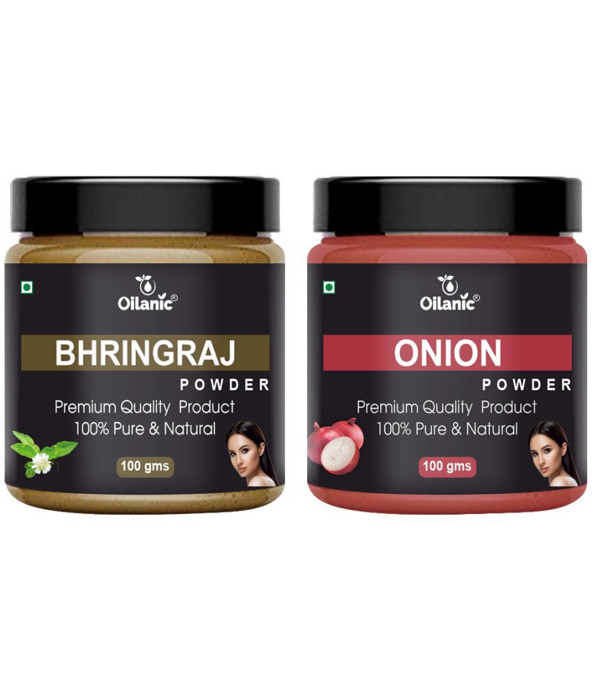     			Oilanic 100% Pure Bhringraj Powder & Onion Powder For Skincare Hair Mask 200 g Pack of 2