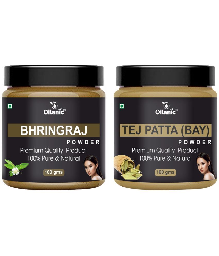     			Oilanic 100% Pure Bhringraj Powder & Tej Patta Powder-Skincare Hair Mask 200 g Pack of 2