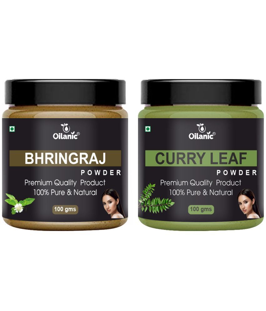     			Oilanic 100% Pure Bhringraj Powder & Curry Leaf Powder For Skin Hair Mask 200 g Pack of 2