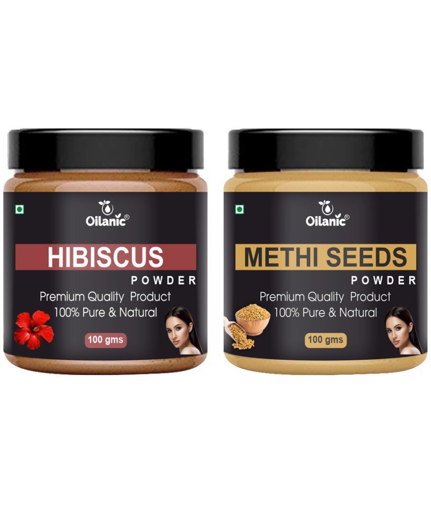     			Oilanic 100% Pure Hibiscus Powder & Methi Powder For Skincare Hair Mask 200 g Pack of 2