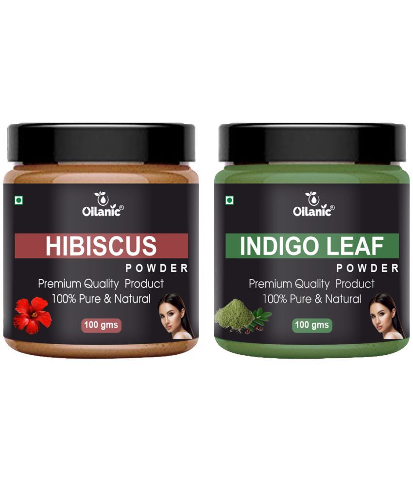     			Oilanic 100% Pure Hibiscus Powder & Indigo Leaf Powder For Skin Hair Mask 200 g Pack of 2