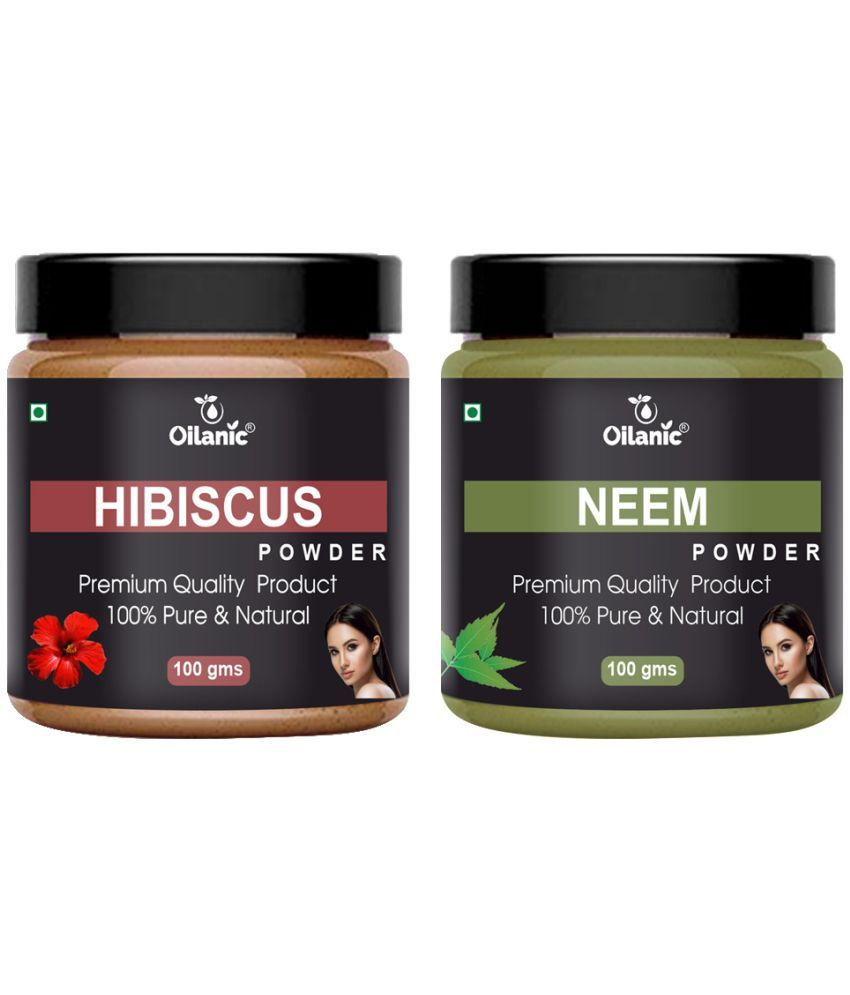     			Oilanic 100% Pure Hibiscus Powder & Neem Powder For Skincare Hair Mask 200 g Pack of 2