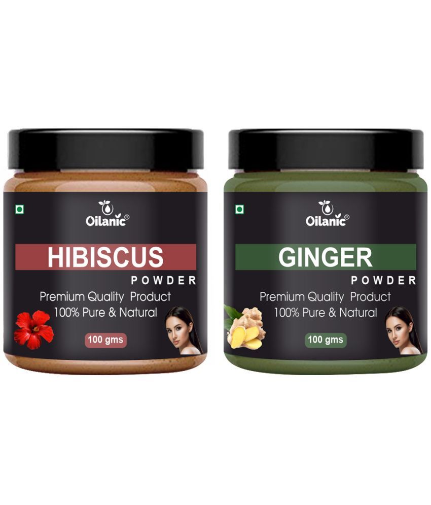     			Oilanic 100% Pure Hibiscus Powder & Ginger Powder For Skincare Hair Mask 200 g Pack of 2