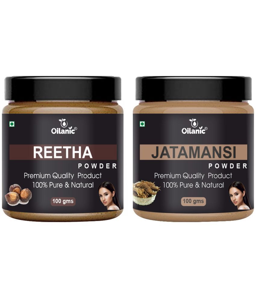     			Oilanic 100% Pure Reetha Powder & Jatamansi Powder For Skin Hair Mask 200 g Pack of 2