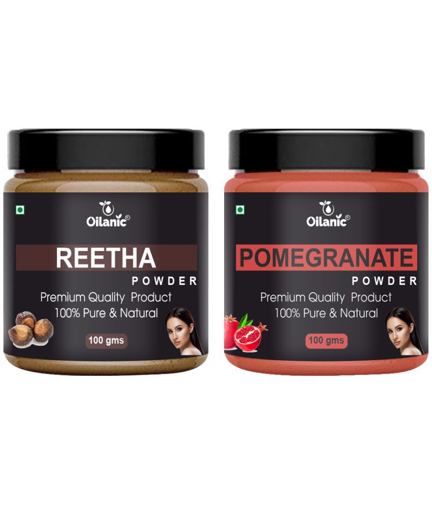     			Oilanic 100% Pure Reetha Powder & Pomegranate Powder For Skin Hair Mask 200 g Pack of 2