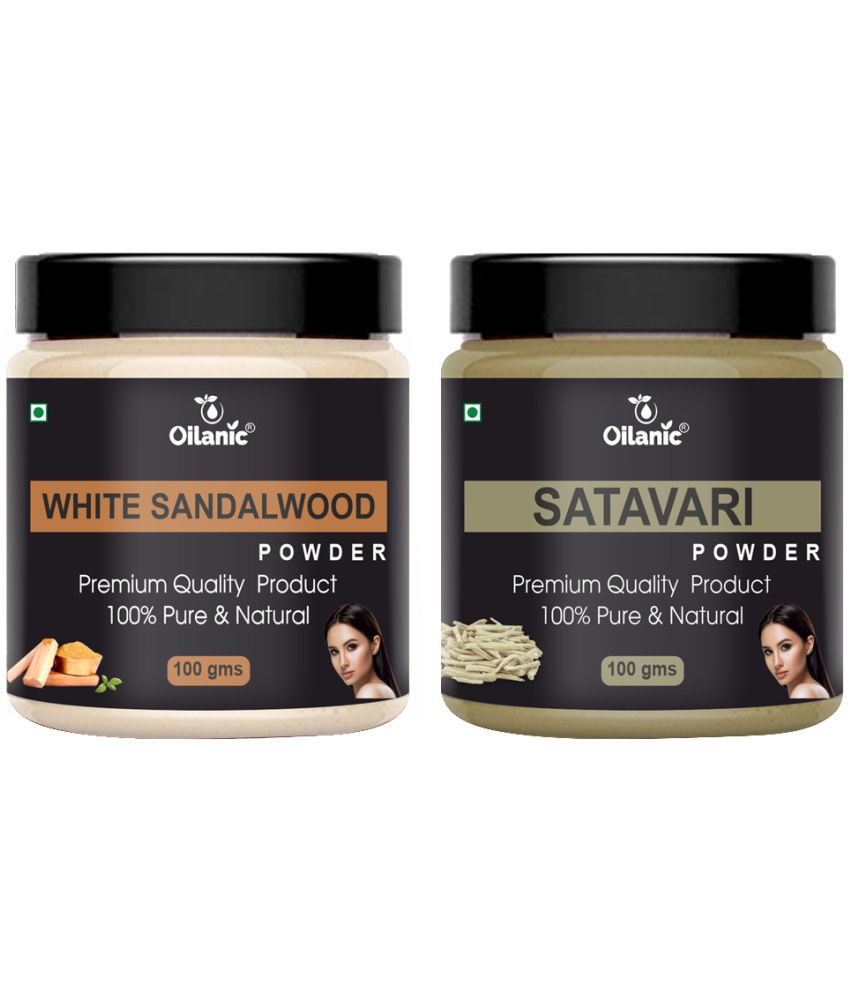     			Oilanic 100% White Sandalwood Powder & Satavari Powder For Skincare Hair Mask 200 g Pack of 2