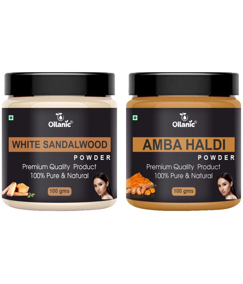     			Oilanic 100% White Sandalwood Powder & Amba Haldi Powder For Skin Hair Mask 200 g Pack of 2